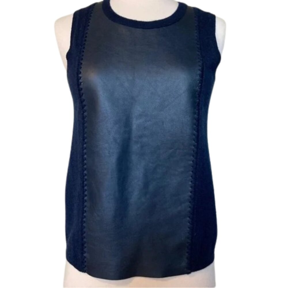 J CREW Leather + Cashmere Sleeveless Top